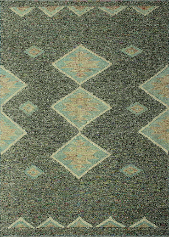 High-Low Kilim Hooshman Charcoal Rug