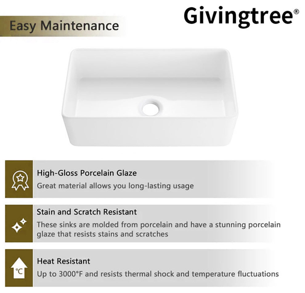 33-inL x 18-inW Farmhouse Apron Front White Ceramic Kitchen Sink