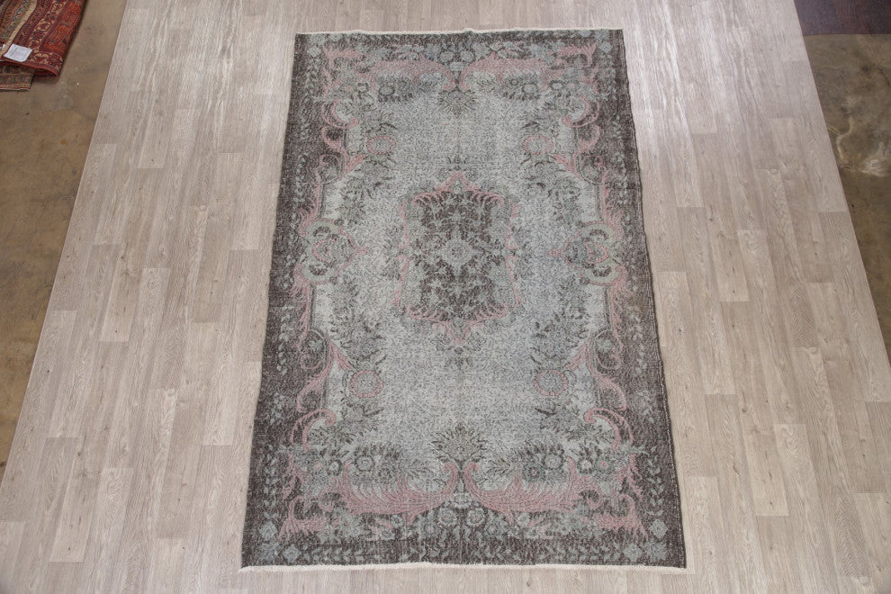 Consigned, Antique Traditional Handmade Turkish Overdyed Area Rug, Gray, 6x10