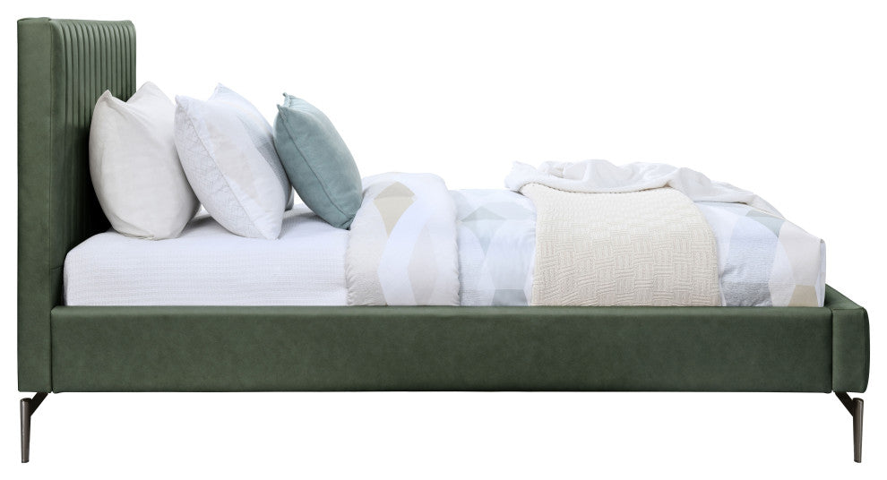 Gallo Vegan Leather Upholstered Bed, Green, Twin