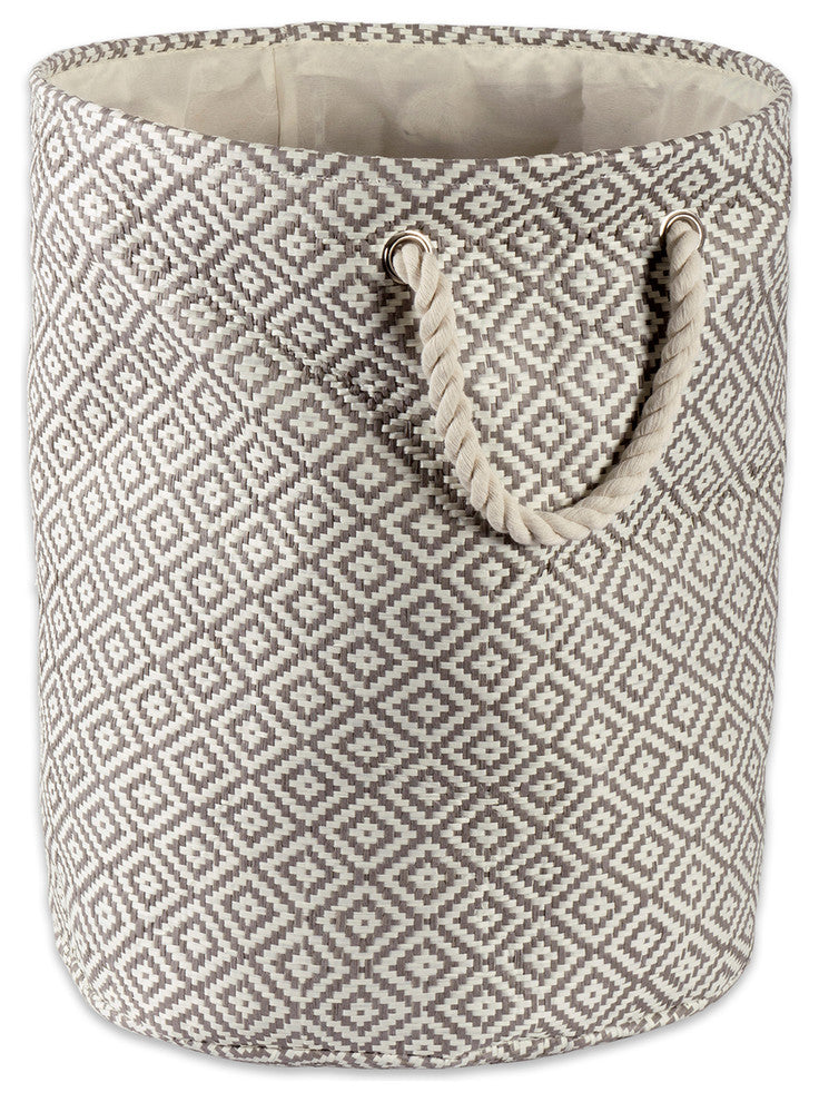 DII Paper Bin Geo Diamond Gray Round Small 12x14"x14"