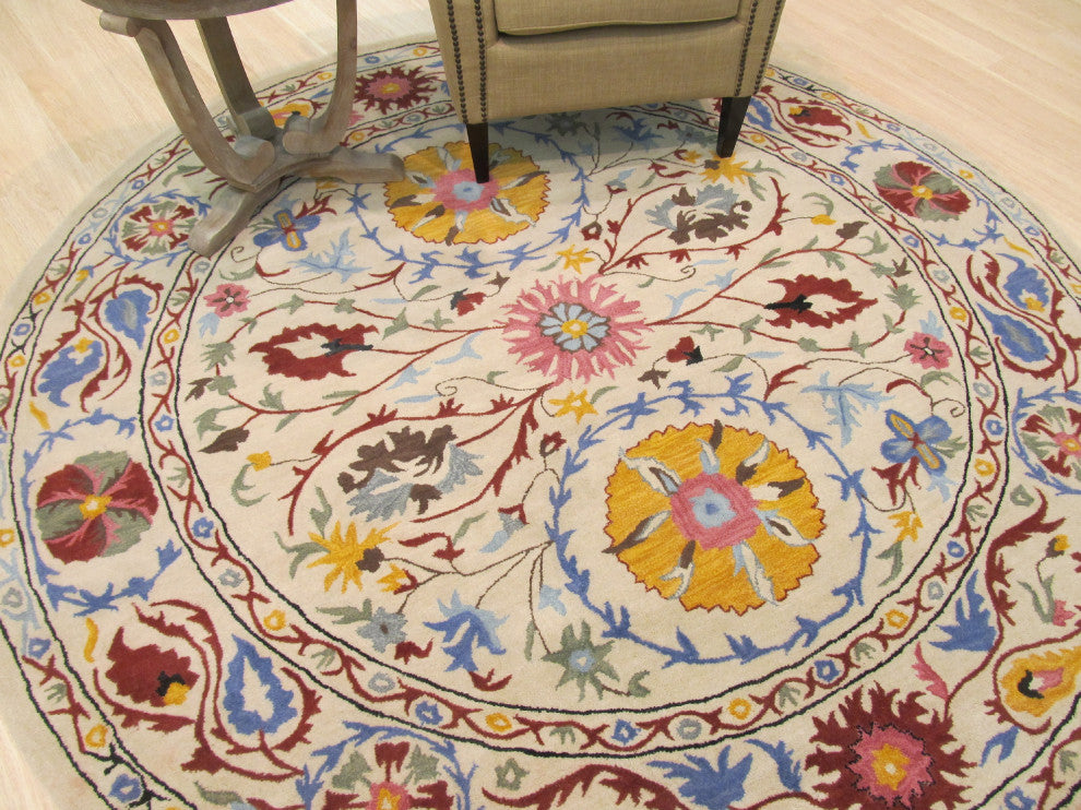 Ivory Transitional Floral Suzani Area Rug