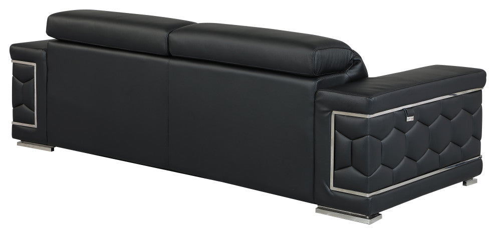 Rome Contemporary Genuine Italian Leather Sofa Black