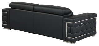 Rome Contemporary Genuine Italian Leather Sofa Black