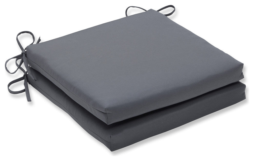 Fortress Canvas Charcoal Squared Corners Seat Cushion 20x20x3 (Set of 2)