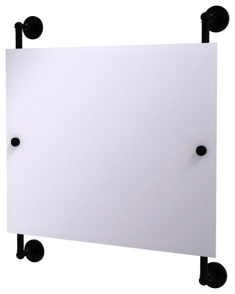 Prestige Skyline Landscape Frameless Rail Mounted Mirror, Matte Black