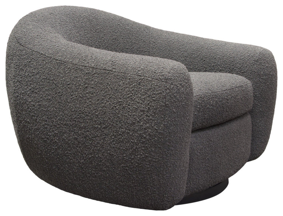 Pascal Swivel Chair With Boucle Textured Fabric, Charcoal