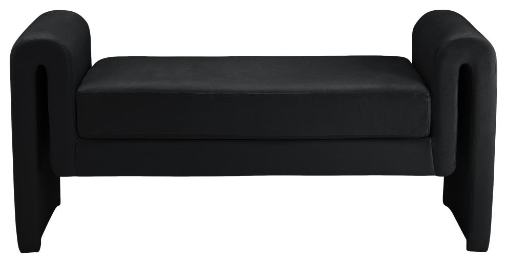 Sloan Velvet Upholstered Bench, Black, 51" Wide