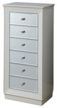 38" White Six Drawer Wood and Mirrored Glass Jewelry Armoire
