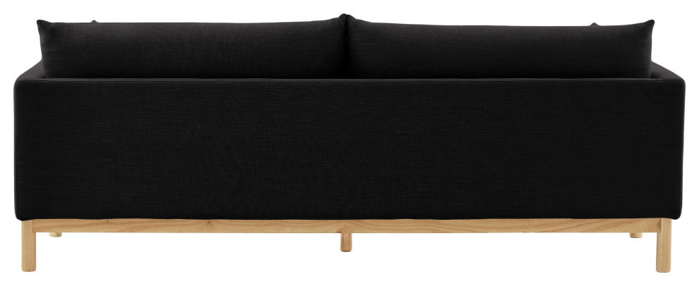 Langham Linen Textured Fabric Upholstered Sofa, Black