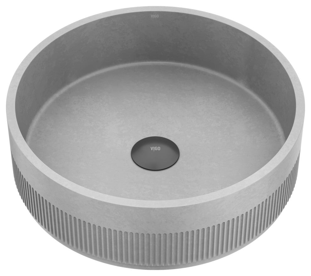 VIGO Cypress 16"L x 16"W x 5"H Concreto Stone Round Bathroom Vessel Sink