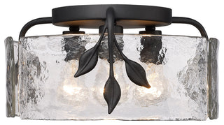 Golden Lighting 3160-FM HWG Calla 3 Light 15"W Flush Mount Drum - Natural Black