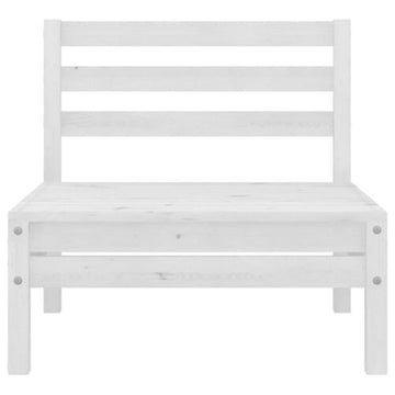 vidaXL 4x Solid Pinewood Patio Middle Sofas White Wooden Seating Furniture