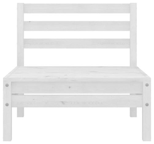 vidaXL 4x Solid Pinewood Patio Middle Sofas White Wooden Seating Furniture