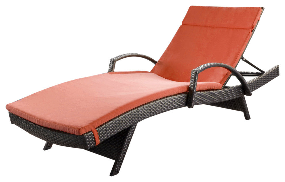 GDF Studio Savana Outdoor Wicker Lounge With Arms With Cushion, Set of 1