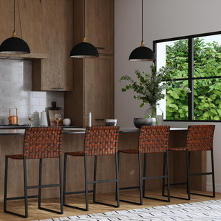 Urban Woven Leather 25" Counter Stool, Brown