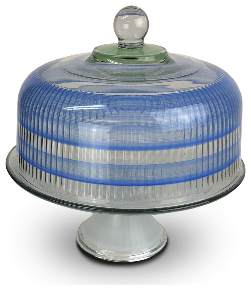 Retro Stripe Blue Cake Dome