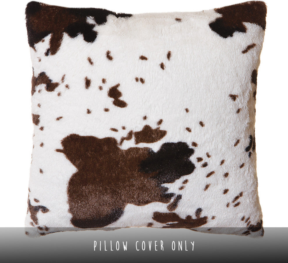 Faux Fur Cowhide Plush Throw Pillow 18"X18" (Cover Only)