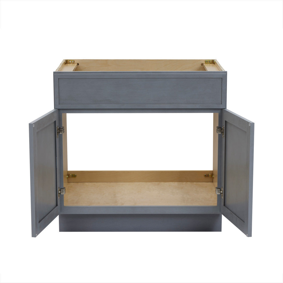 Vanity Art Birch Plywood Single Base Storage Cabinet, Smoky Gray, 33"