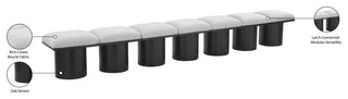 Pavilion Boucle Fabric Upholstered 7-Piece Modular Bench, Cream, Black Finish