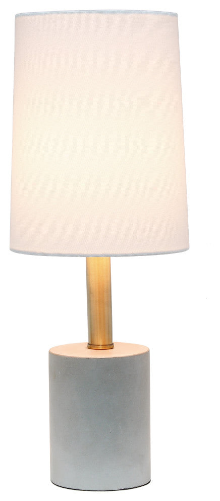 Lalia Home Antique Brass Concrete Table Lamp with Linen Shade, White