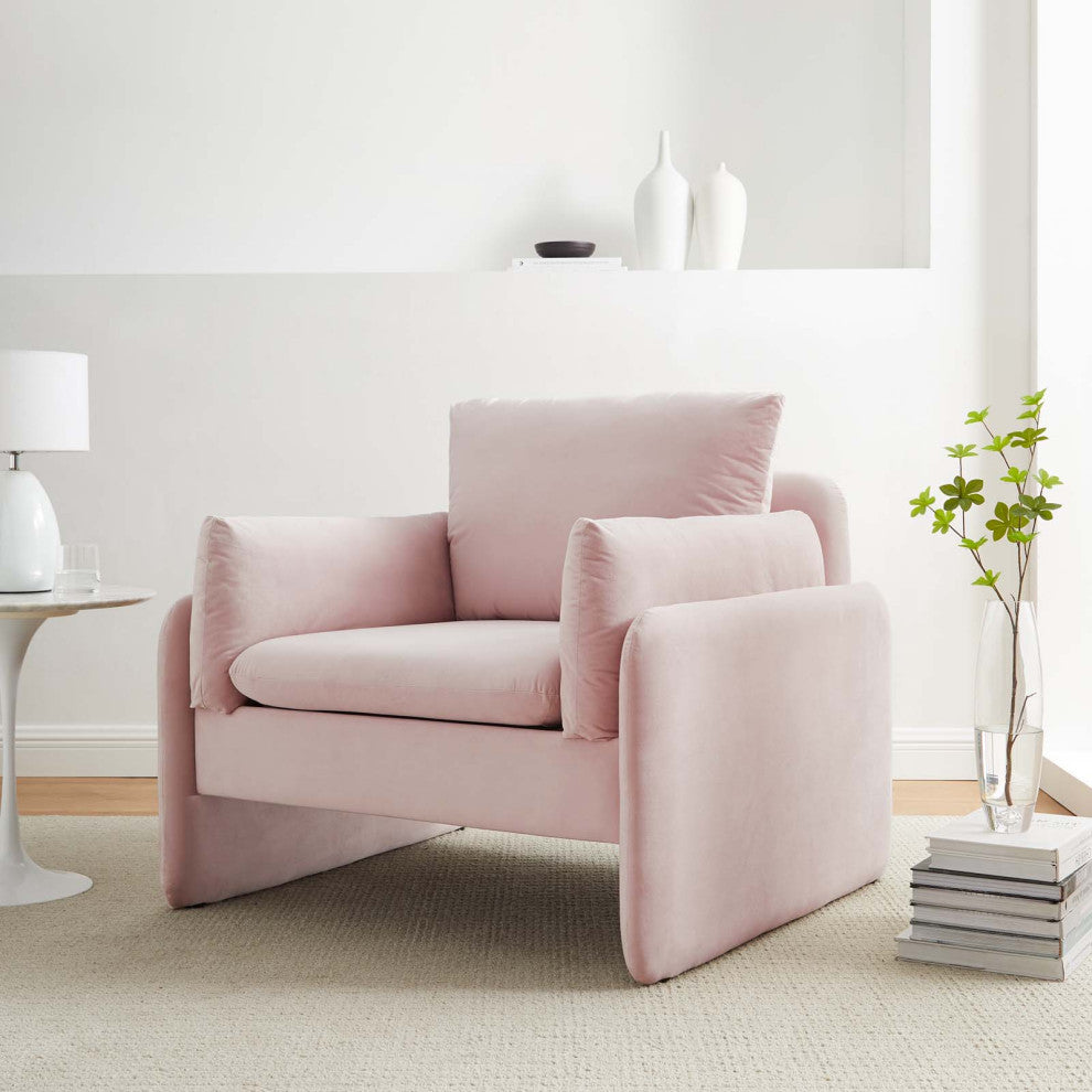 Armchair Accent Chair, Velvet, Pink, Modern, Living Lounge Hotel Hospitality
