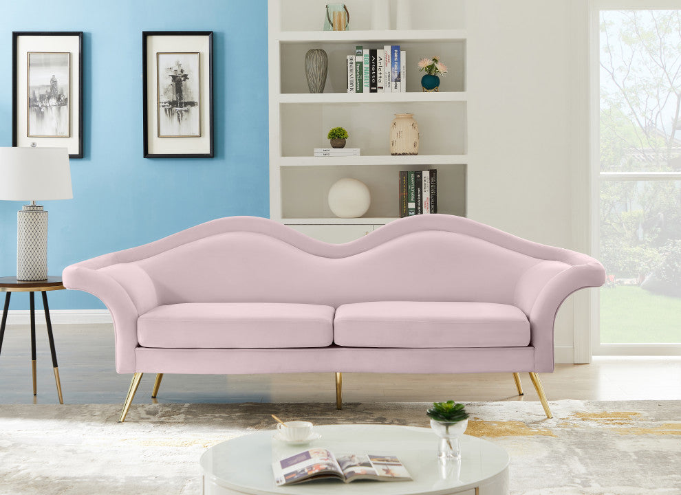 Lips Velvet Upholstered Sofa, Pink