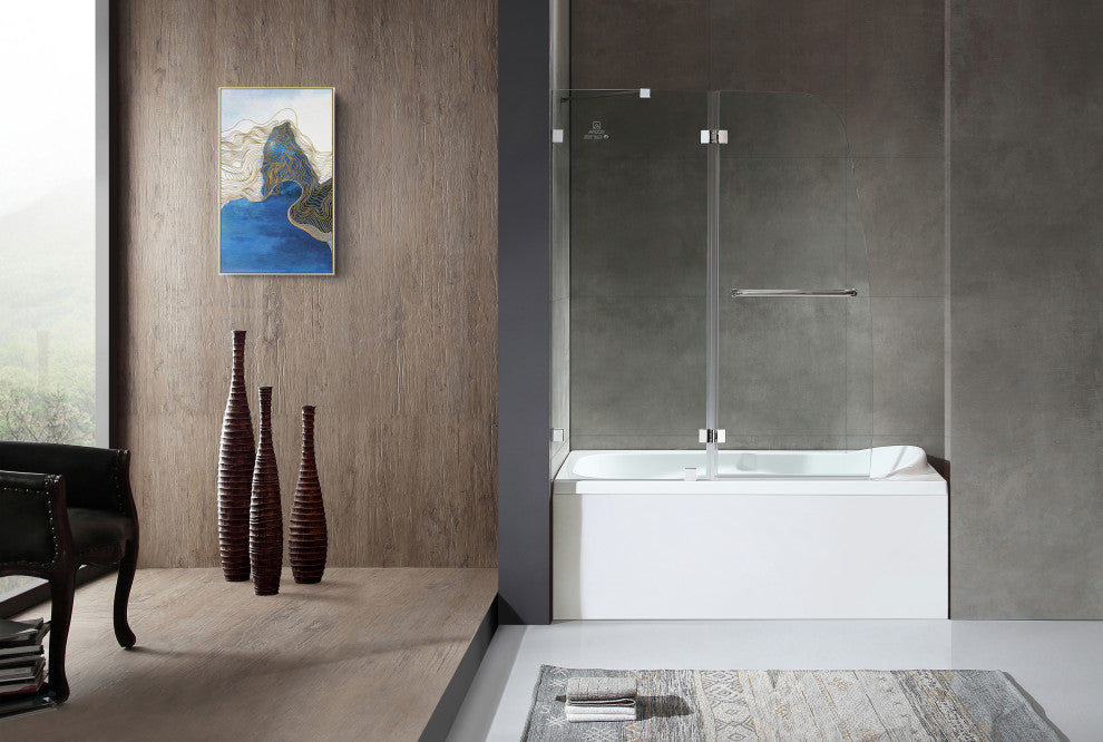 ANZZI Pacific 48" x 58" Frameless Tub Door, Polished Chrome