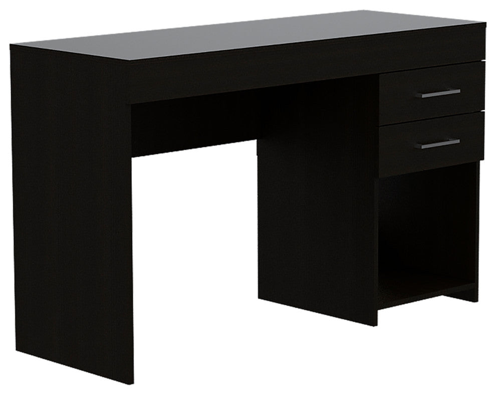 DEPOT E-SHOP Maui Computer Desk, 2 Drawers ,Black