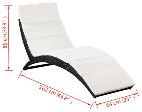 vidaXL Sun Lounger Black, Cream White