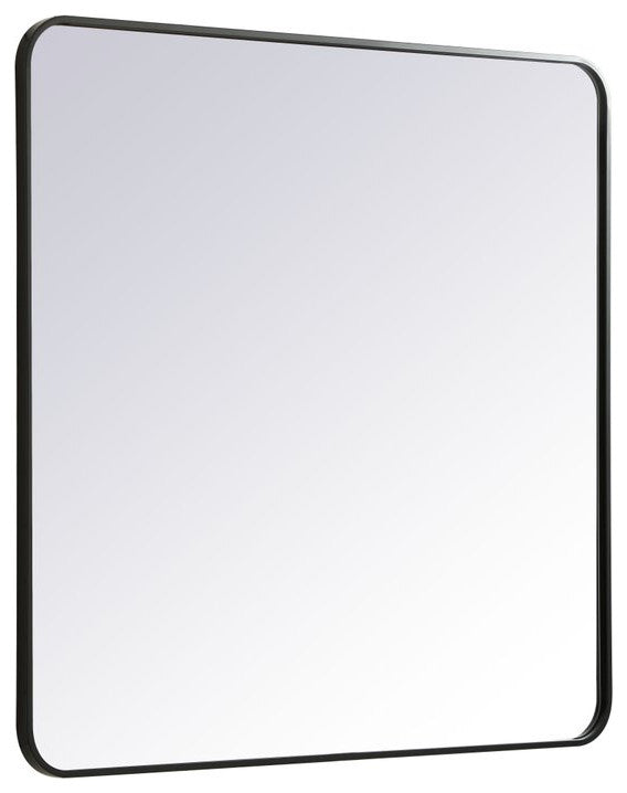 Ellis Soft Corner Metal Rectangular Mirror, Black, 36"x36"