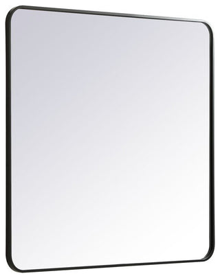 Ellis Soft Corner Metal Rectangular Mirror, Black, 36"x36"