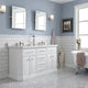 60" Palace Quartz Pure White Vanity With Hardware, Faucets, Mirror in Polish