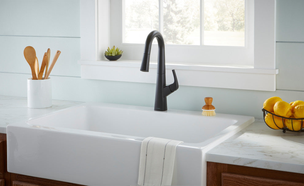 Vaughn Single Handle Pull-Down Prep Faucet, Satin Black