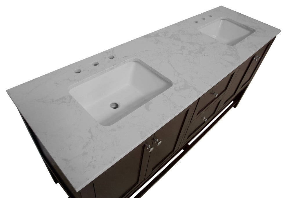 Kitchen Bath Collection Lakeshore 72" Double Vanity, Chocolate, Engineered Carrara