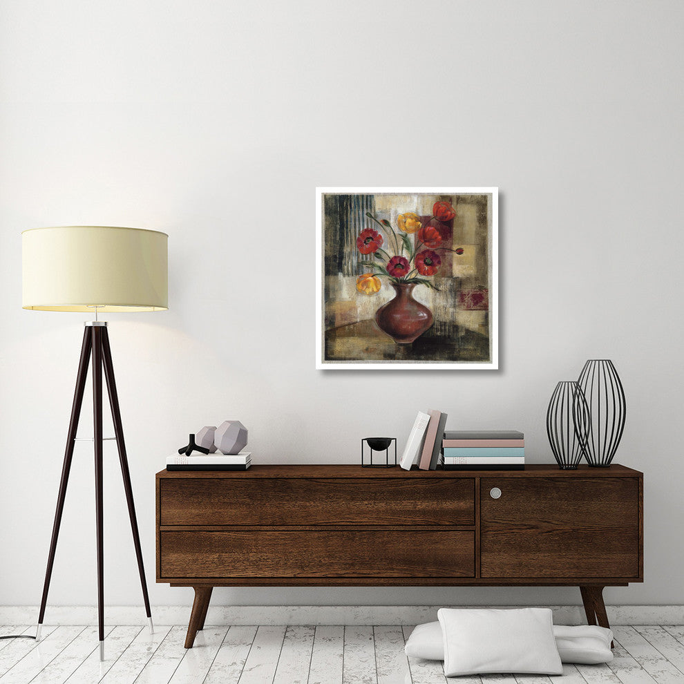 "Poppies in a Copper Vase I" Digital Paper Print by Silvia Vassileva, 32"x32"