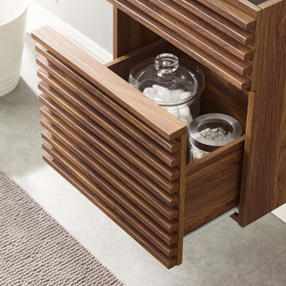 Render 18" Wall-Mount Bathroom Vanity Cabinet, Walnut