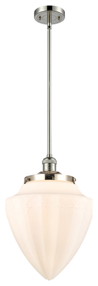 Large Bullet 1 Light Mini Pendant, Polished Nickel, Matte White