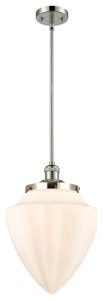 Large Bullet 1 Light Mini Pendant, Polished Nickel, Matte White
