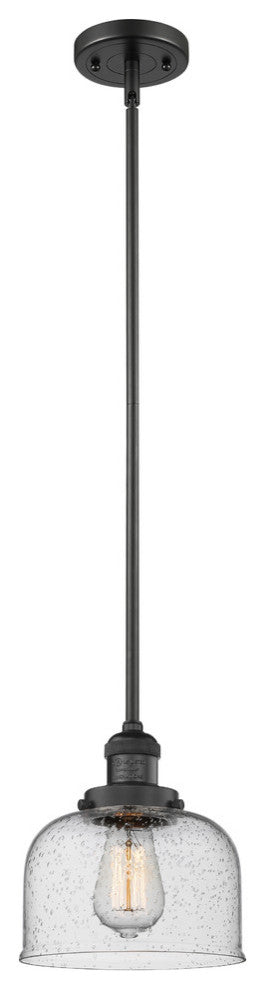 Large Bell 1-Light LED Pendant, Matte Black, Glass: Seedy
