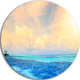 Maldives Bungalows Sunset Panorama, Seascape Round Wall Art, 11"
