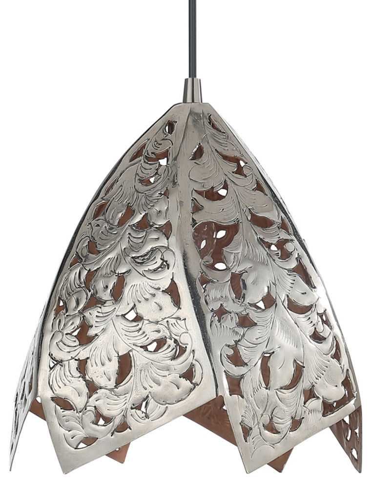 61131-11 1-Light Hanging Mini Pendant Ceiling Light Nickel Finish 12"Wide