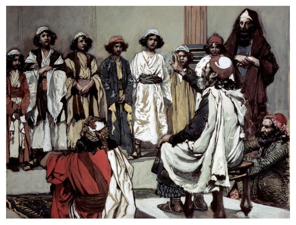 "Jesse Presents His Sons To Samuel" Digital Paper Print by James Tissot, 32"x24"