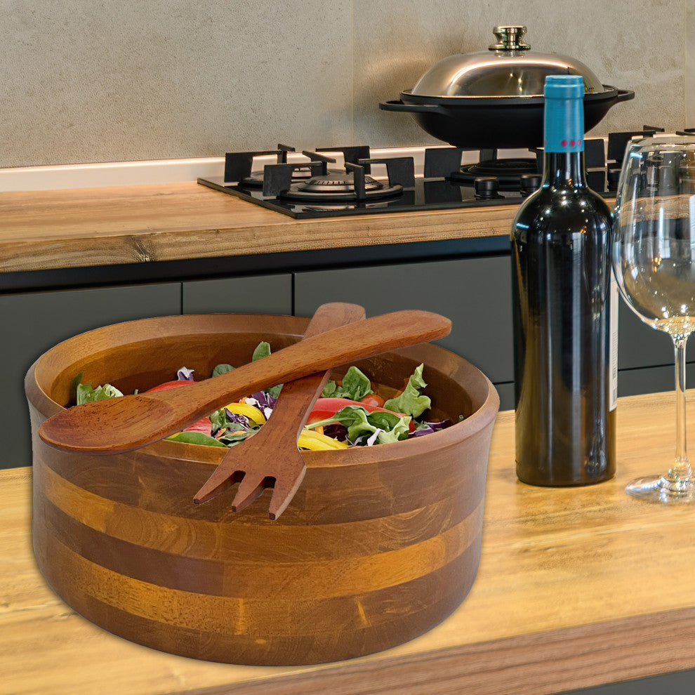 3-Piece Wood Salad Bowl Set, Medium, Medium