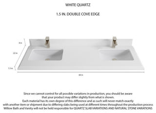 Elizabeth 60 Double Bathroom Vanity in Light Natural Teak 1.5" White Quartz