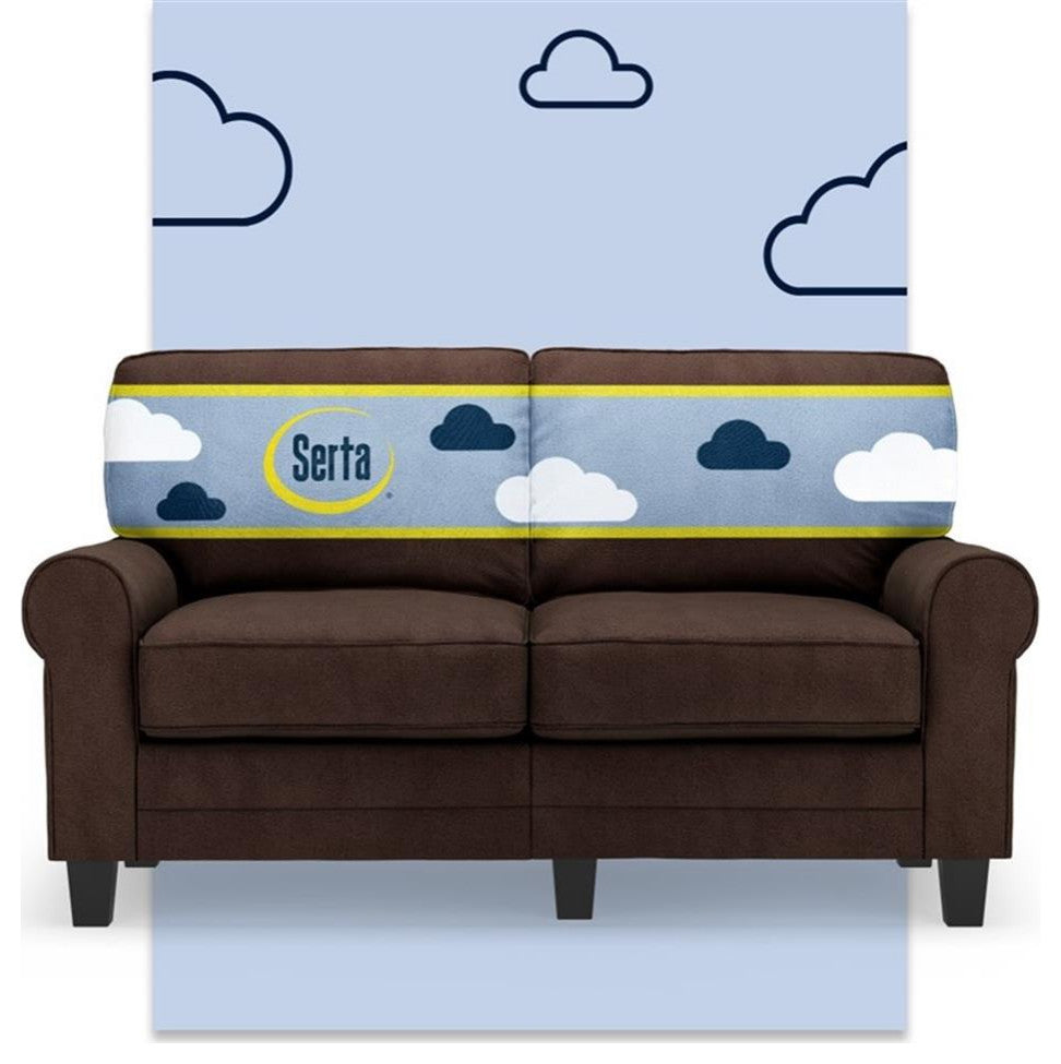 Serta Copenhagen 61" Rolled Arm Loveseat Sofa with Removable Covers Brown