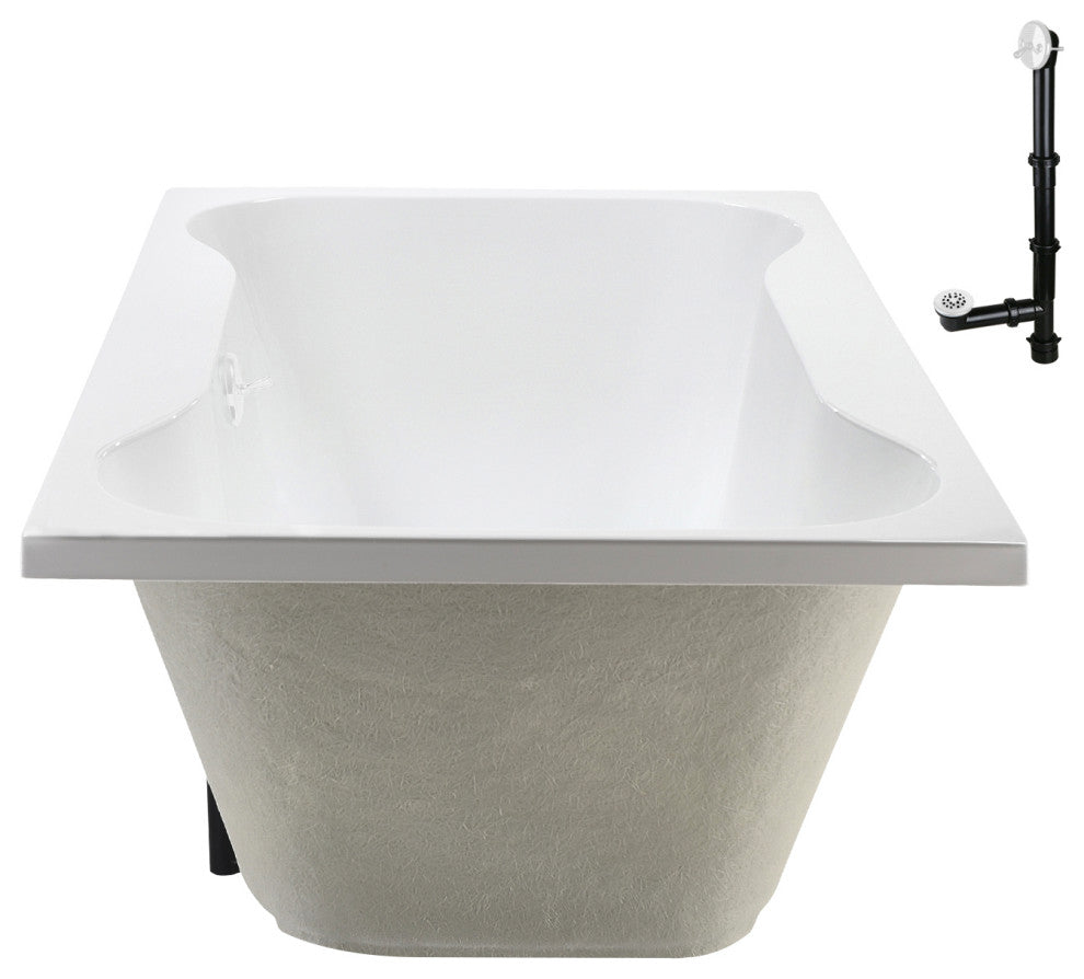 Streamline 72 in. x 36 in. Acrylic Drop-In Bathtub, Glossy White