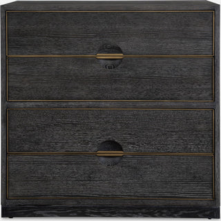 Uttermost 22930 Besos 32"W 4 Drawer Oak Cabinet - Brass / Dark Walnut