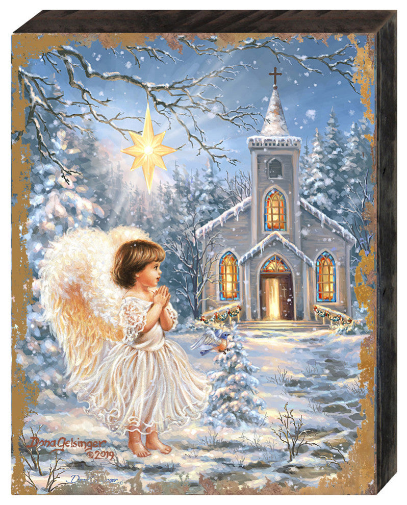 Angel at the Chapel Wooden Block, 48 X 36