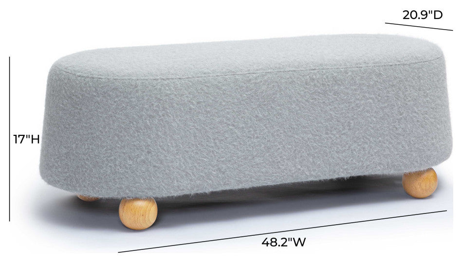 Jaine Large Ottoman, Gray Loose Mohair